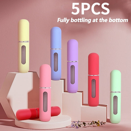 5pcs Mini Portable Bottom-Filling Pump Perfume Refillable Spray Bottle Empty Cosmetic Containers Atomizer Bottle Travel Refill