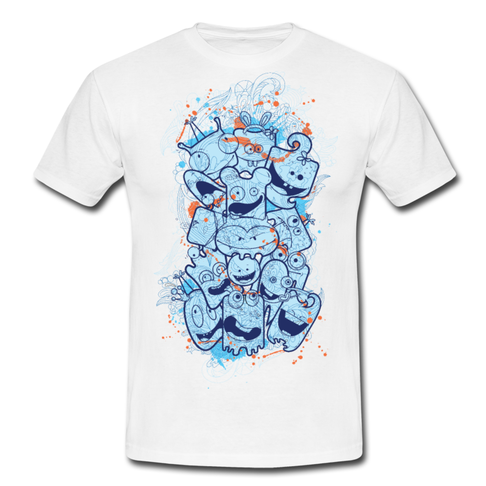 Cooles Herren T-Shirt mit verrückten Köpfen - Weiß