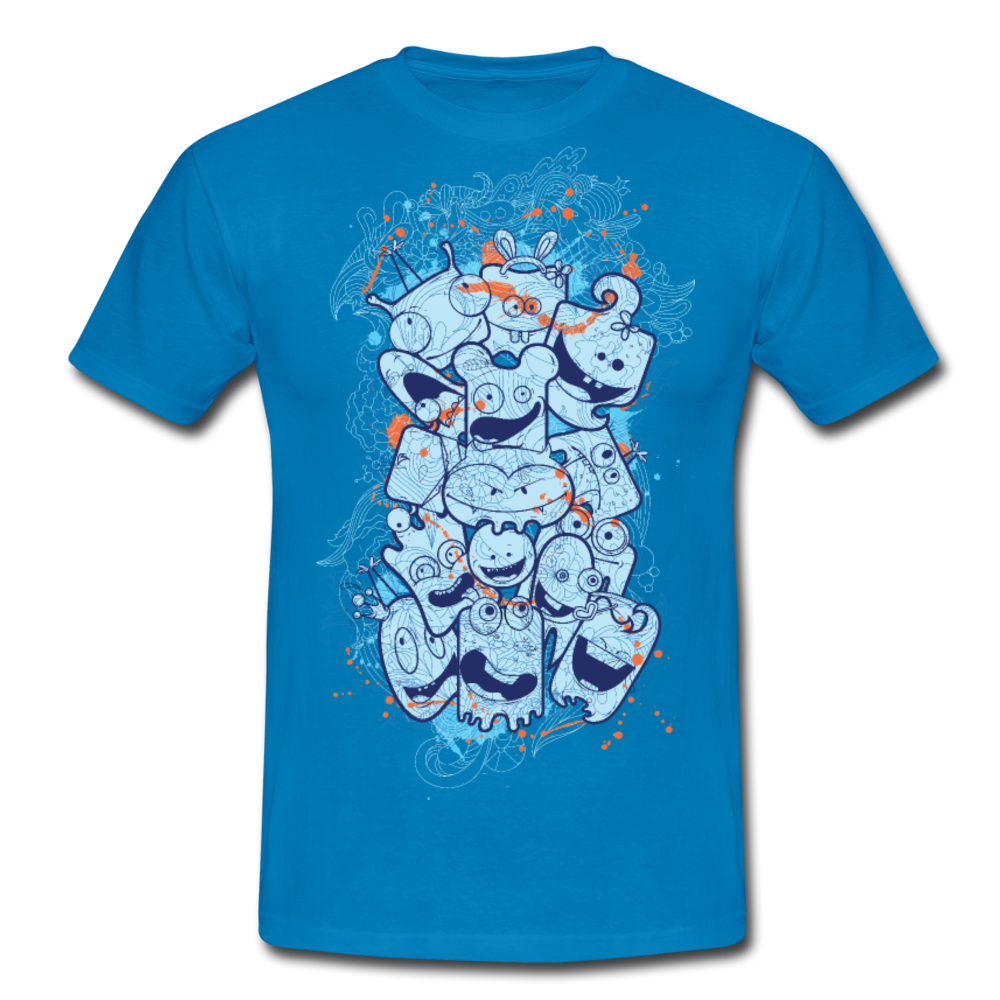 Cooles Herren T-Shirt mit verrückten Köpfen - Royalblau