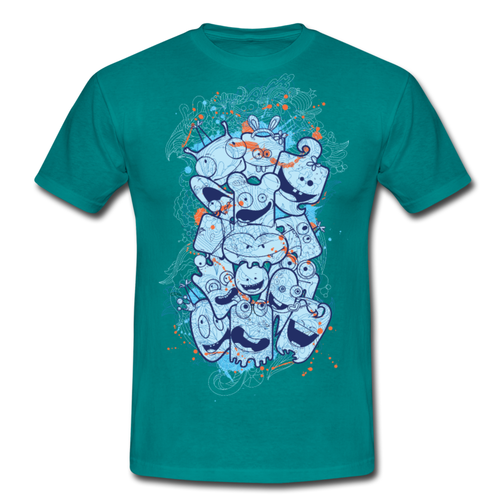 Cooles Herren T-Shirt mit verrückten Köpfen - Divablau