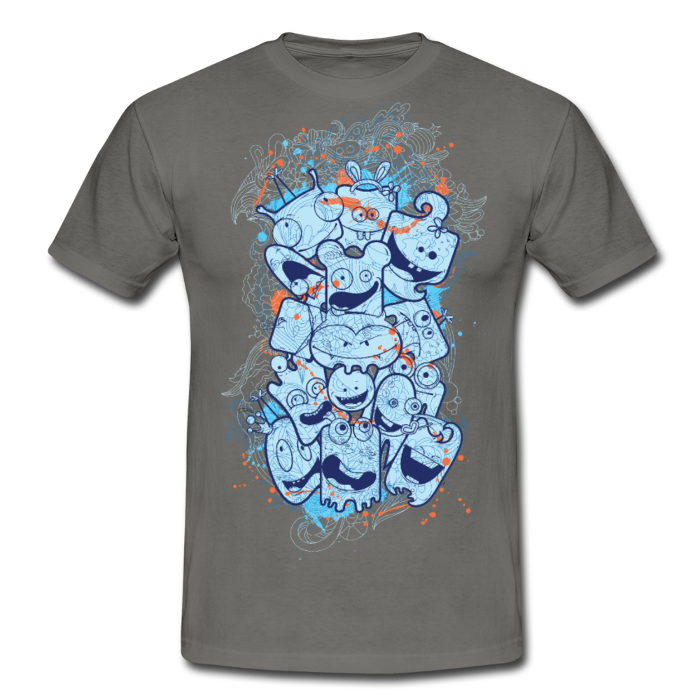 Cooles Herren T-Shirt mit verrückten Köpfen - Graphite