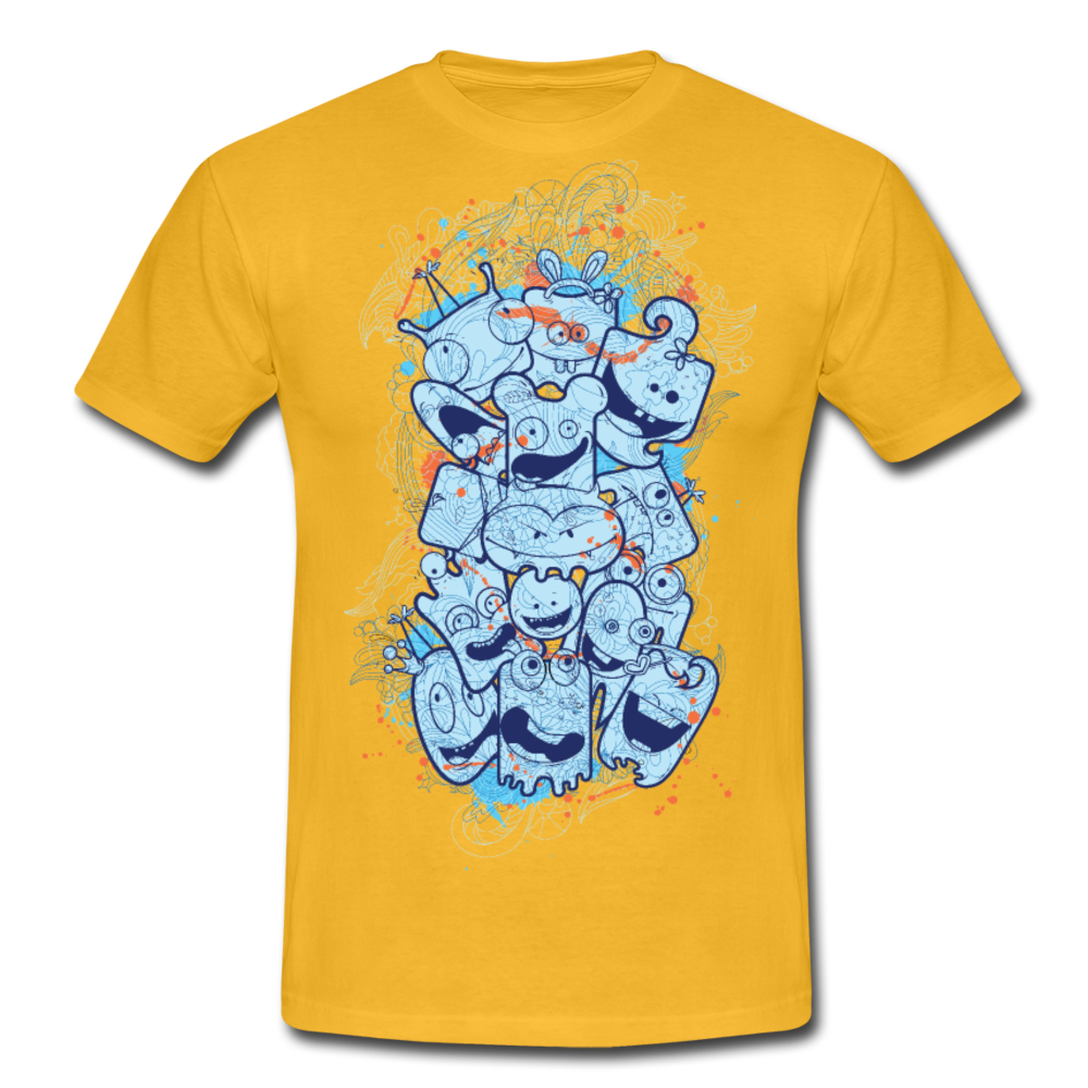 Cooles Herren T-Shirt mit verrückten Köpfen - Gelb