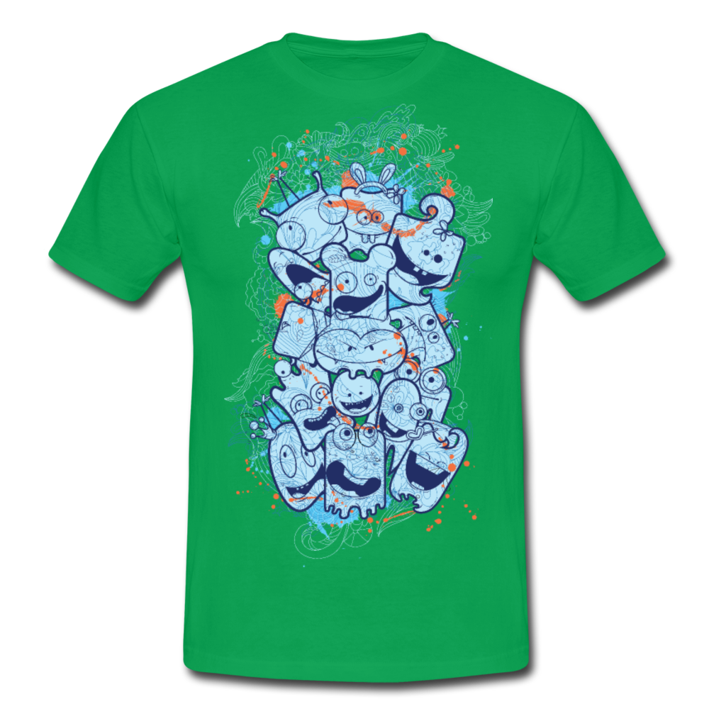 Cooles Herren T-Shirt mit verrückten Köpfen - Kelly Green