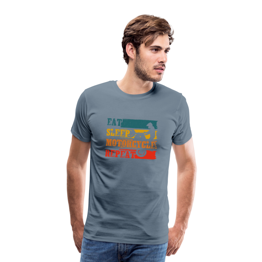 Eet sleep motorcycle repeat Men’s Premium T-Shirt - Blaugrau