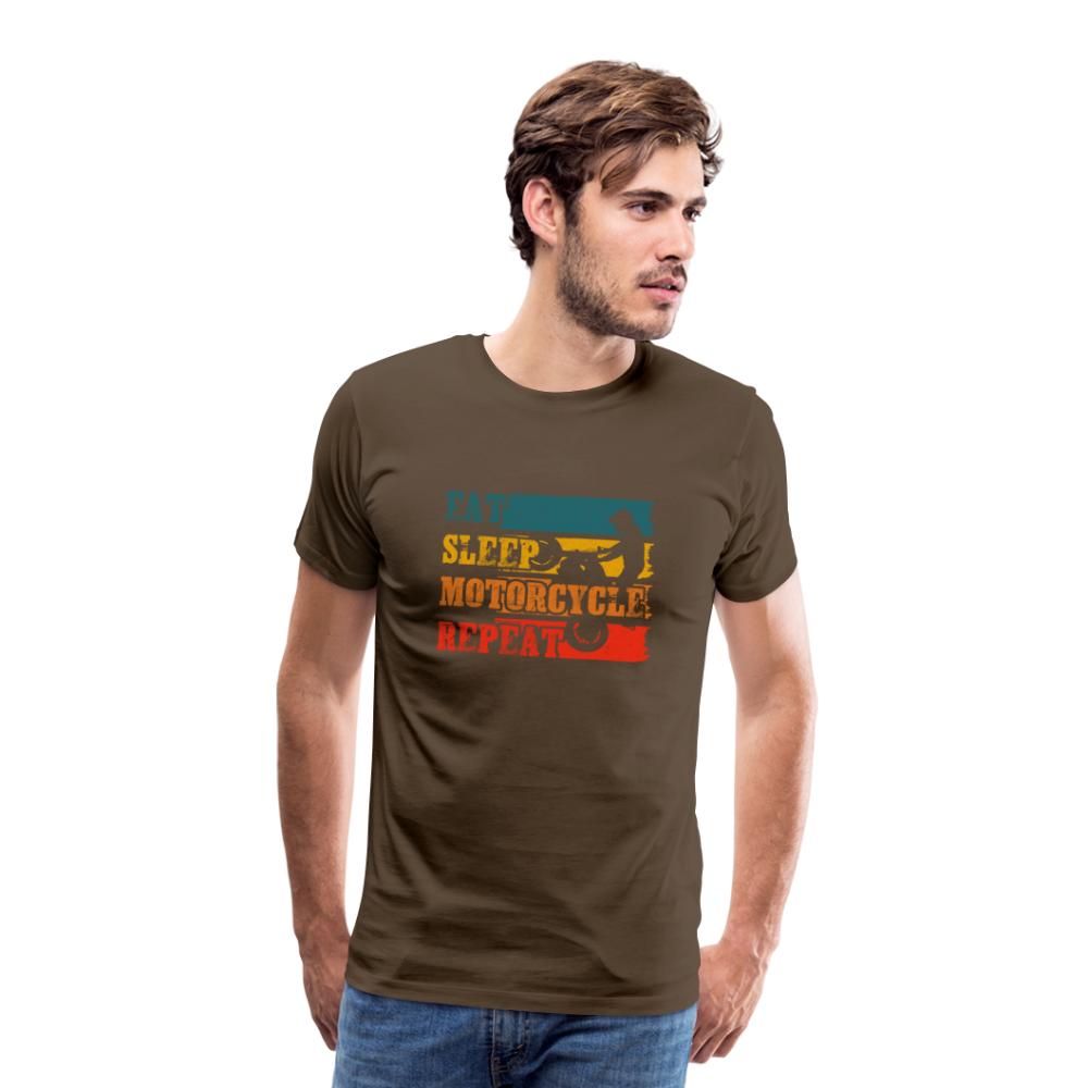 Eet sleep motorcycle repeat Men’s Premium T-Shirt - Edelbraun