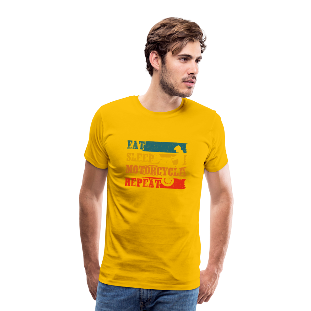 Eet sleep motorcycle repeat Men’s Premium T-Shirt - Sonnengelb