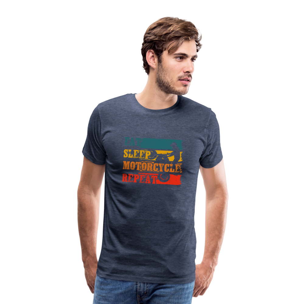 Eet sleep motorcycle repeat Men’s Premium T-Shirt - Blau meliert
