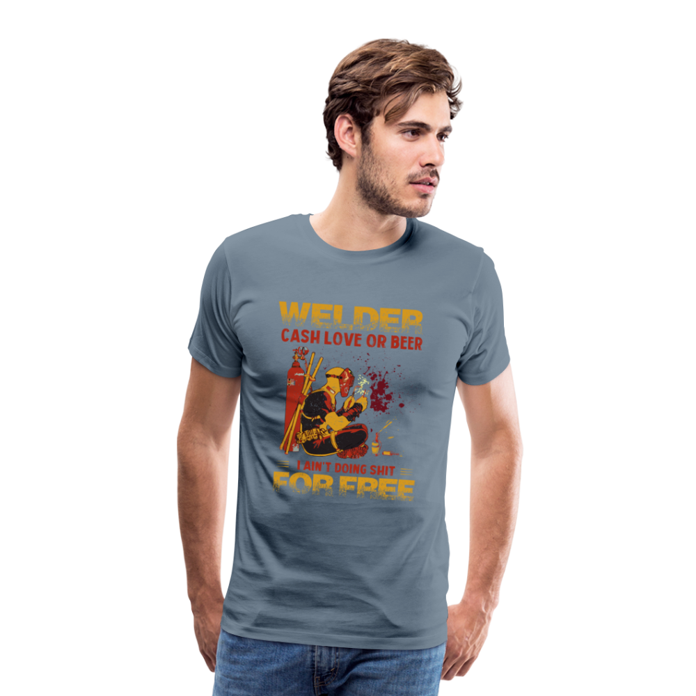 Cash Love or Beer Premium T-Shirt - Blaugrau