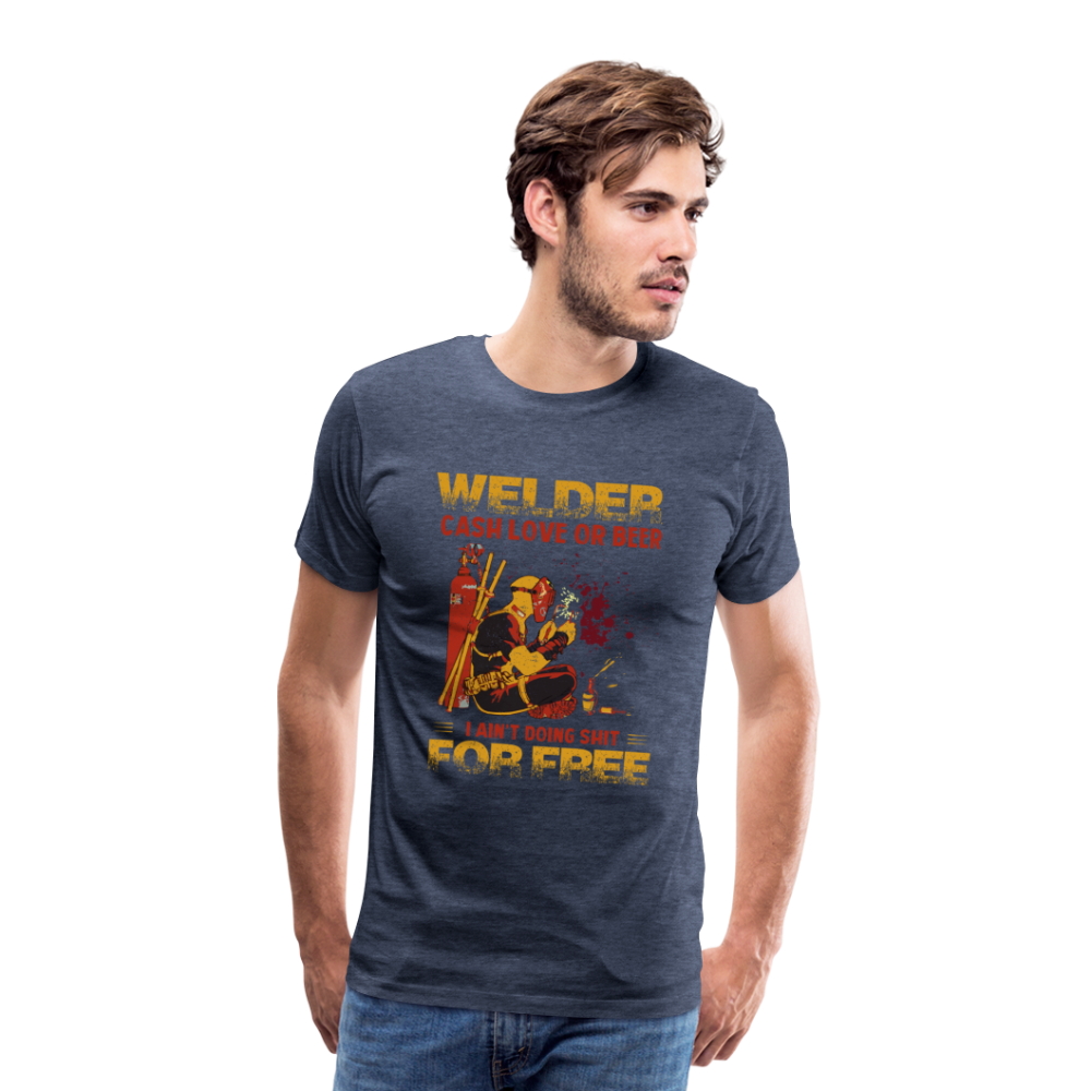 Cash Love or Beer Premium T-Shirt - Blau meliert