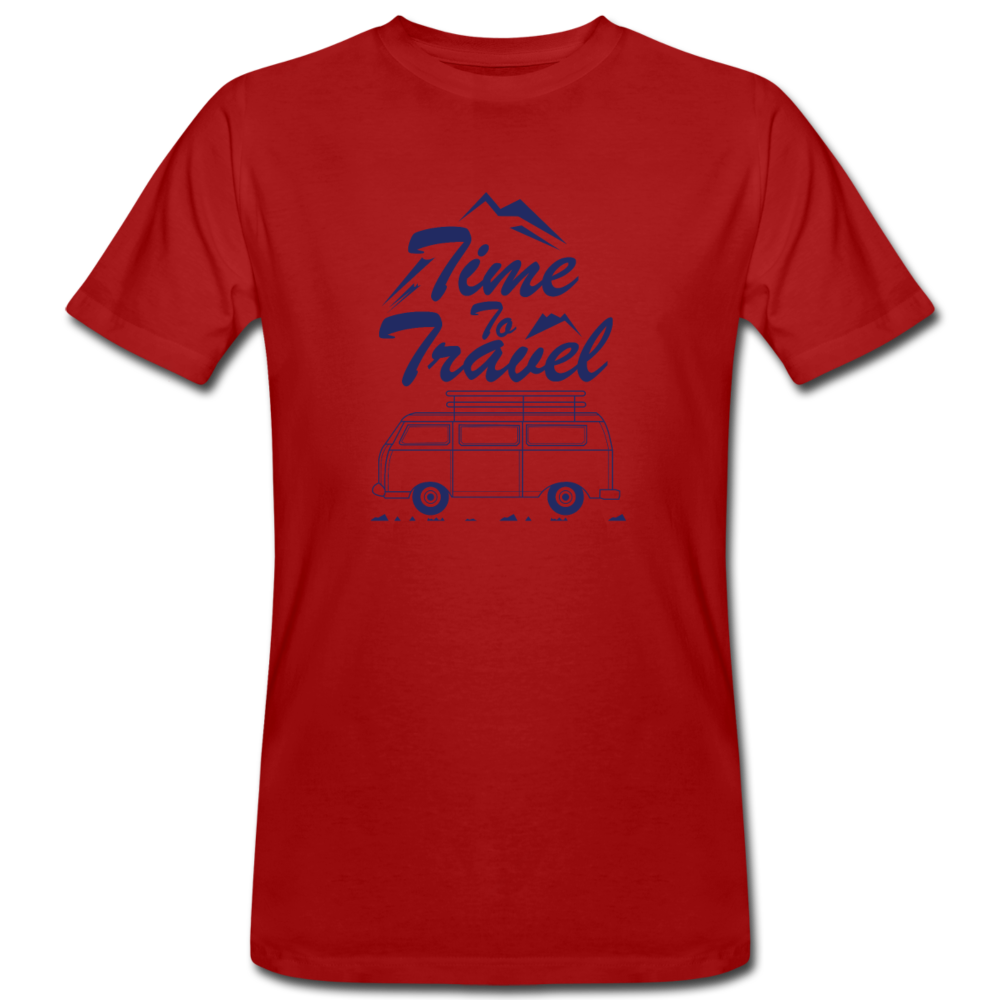 Time to Travel Men's Organic T-Shirt - Dunkelrot