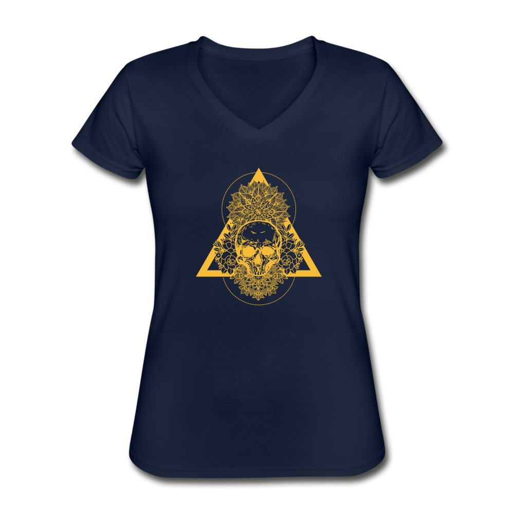 Totenkopf Tattoo Design Classic Women’s V-Neck T-Shirt - Navy