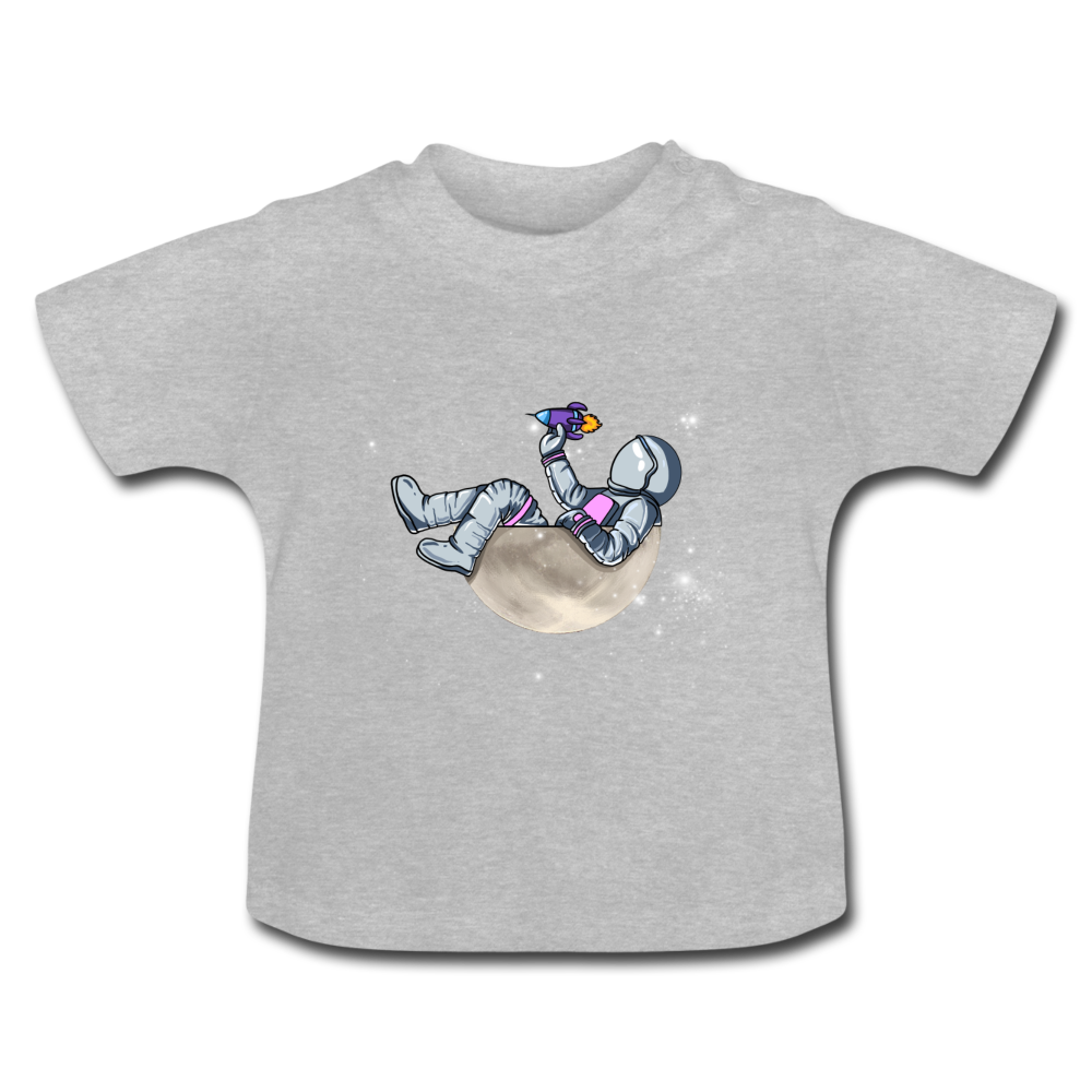 Moon Space ship Astronaut Baby T-Shirt - Grau meliert