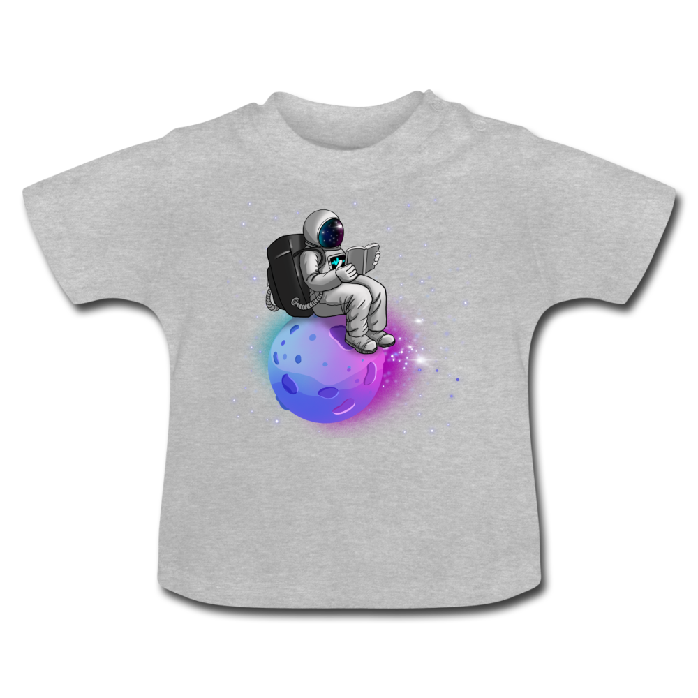 Planet reading Astronaut Baby T-Shirt - Grau meliert