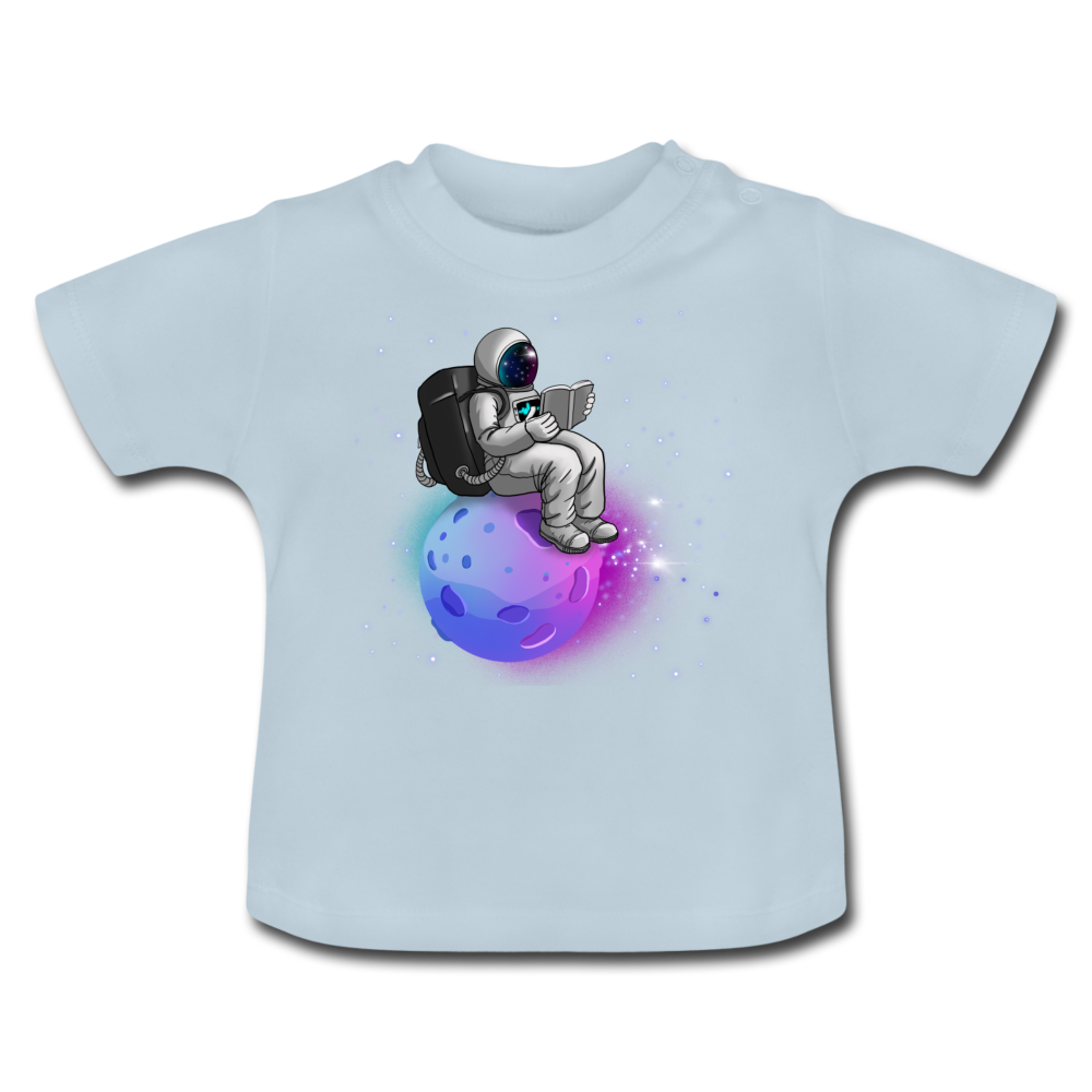 Planet reading Astronaut Baby T-Shirt - Hellblau