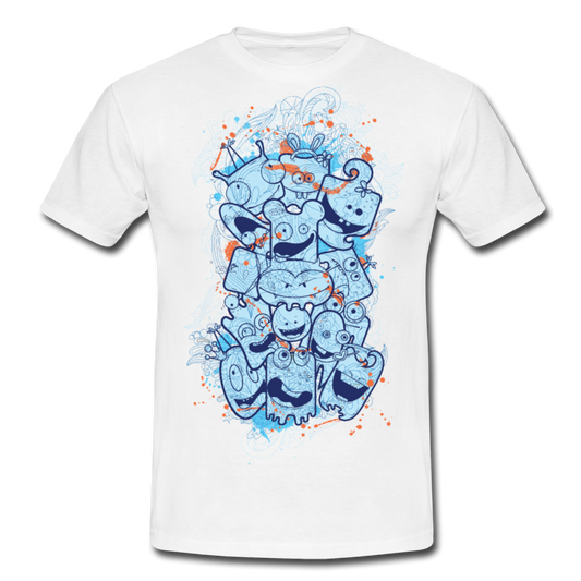 Cooles Herren T-Shirt mit verrückten Köpfen - Weiß