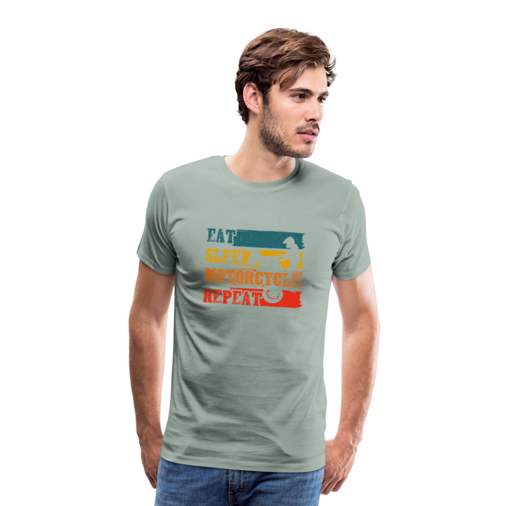 Eet sleep motorcycle repeat Men’s Premium T-Shirt - Graugrün