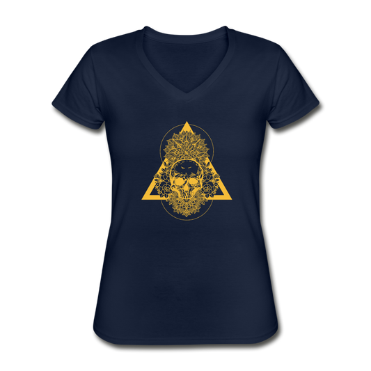 Totenkopf Tattoo Design Classic Women’s V-Neck T-Shirt - Navy