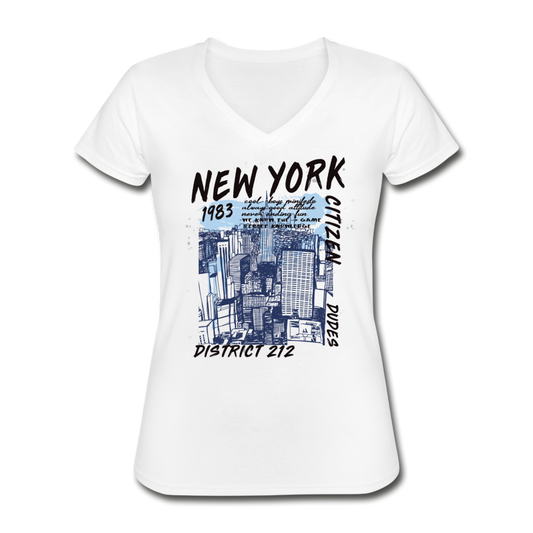 New York Classic Women’s V-Neck T-Shirt - Weiß