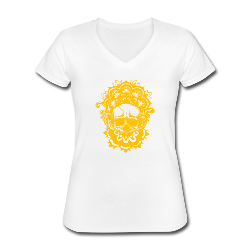 Totenkopf Classic Women’s V-Neck T-Shirt - Weiß