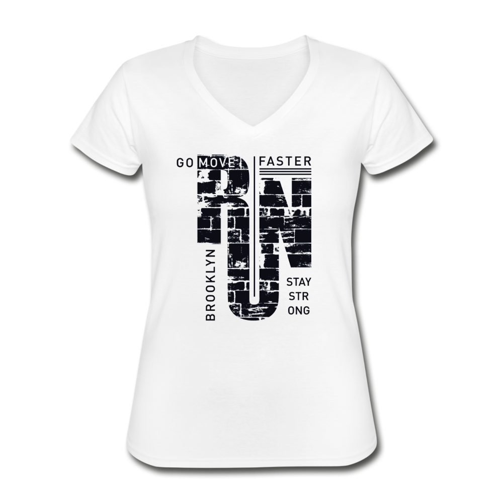Run Faster Classic Women’s V-Neck T-Shirt - Weiß