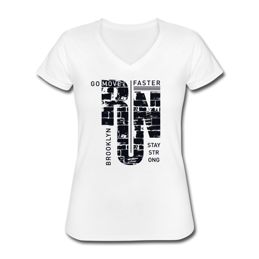 Run Faster Classic Women’s V-Neck T-Shirt - Weiß
