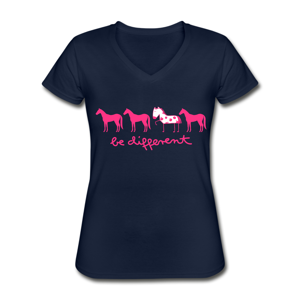 Be different Classic Women’s V-Neck T-Shirt - Navy