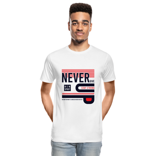 Never give Up Men’s Premium Organic T-Shirt - Weiß