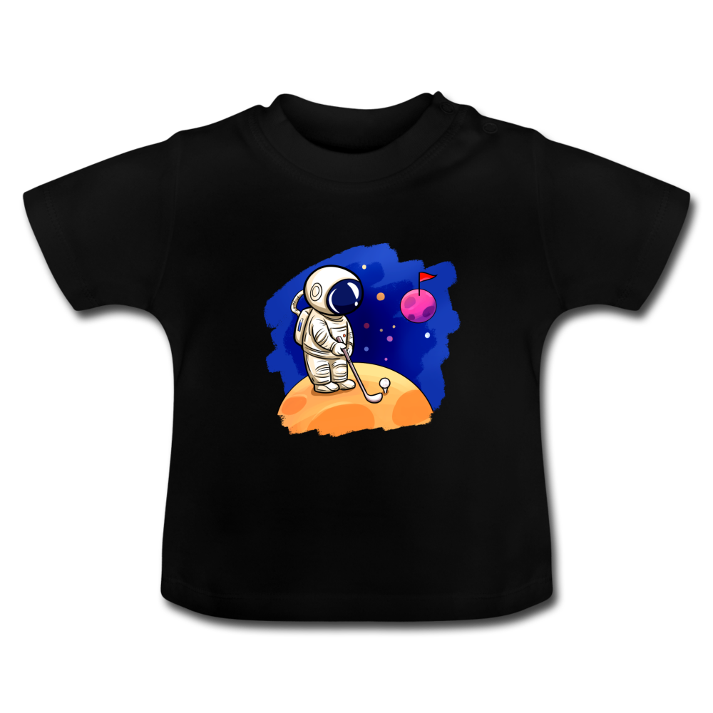 Space Golf Astronaut Baby T-Shirt - Schwarz