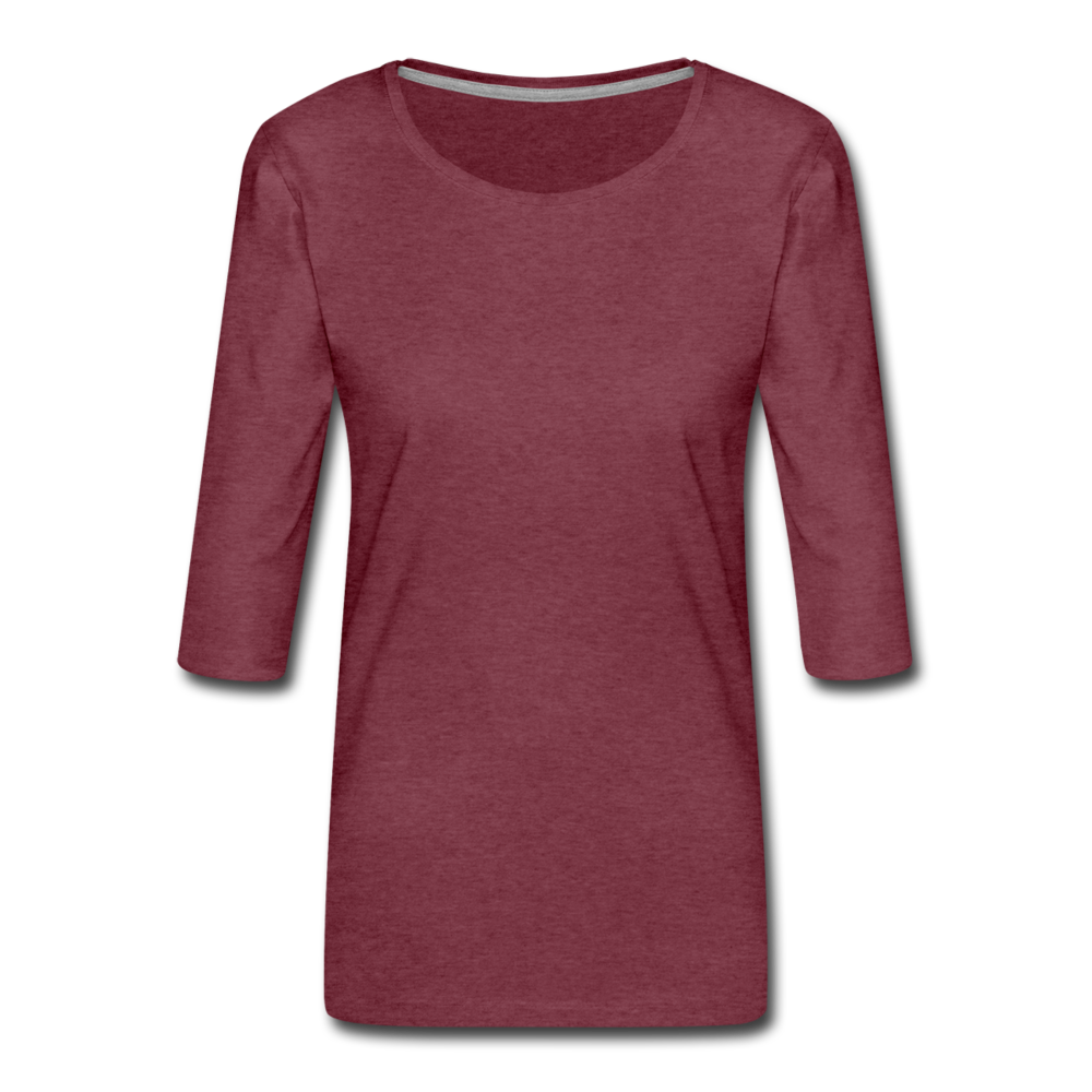 Damen Premium 3/4-Sleeve T-Shirt - Bordeauxrot meliert