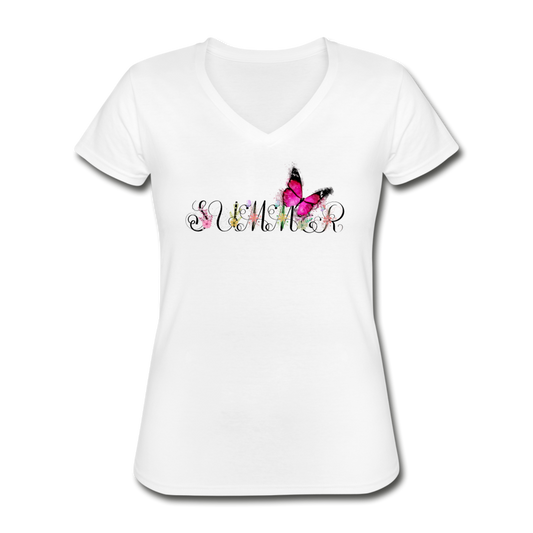 Damen Summer Classic V-Neck T-Shirt - Weiß
