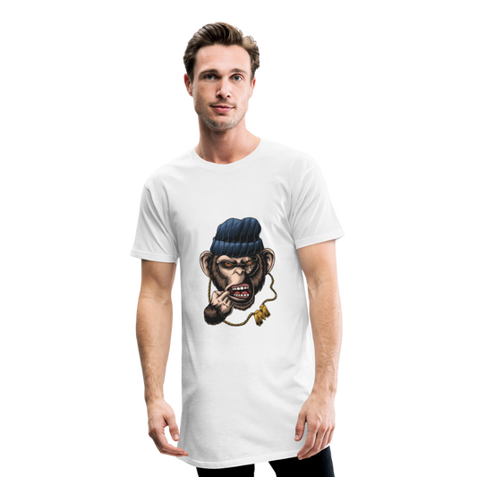 Monkey Gangster Herren Long Body Urban Tee - Weiß