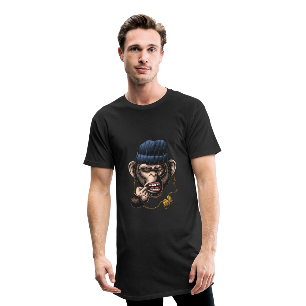 Monkey Gangster Herren Long Body Urban Tee - Schwarz